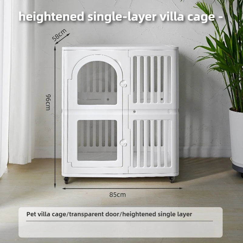 Beltéri kutyaház, nagyméretű, zajmentes, univerzális, kerekes, átlátszó kutyáknak, villakennel, kisállat-kiegészítők