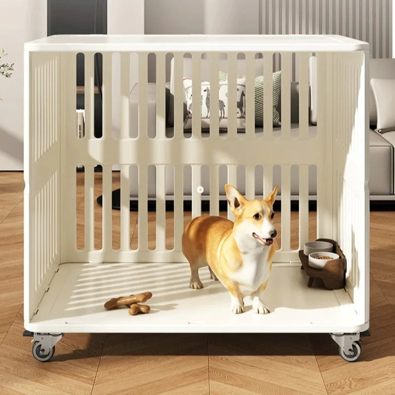 Beltéri kutyaház, nagyméretű, zajmentes, univerzális, kerekes, átlátszó kutyáknak, villakennel, kisállat-kiegészítők