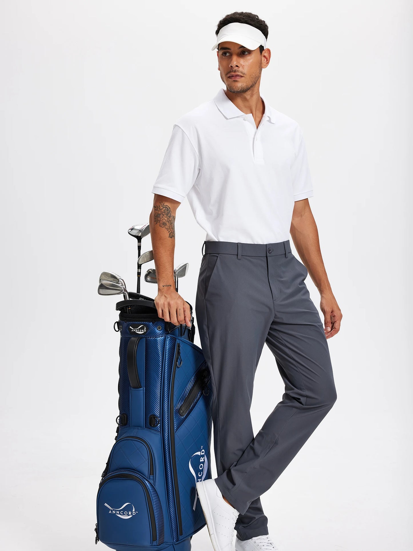 Férfi golfnadrág 30"/32"/34" Stretch munkaruha nadrág Slim, egyenes szabású, könnyű, minőségi üzleti nadrág, lezser öltönynadrág