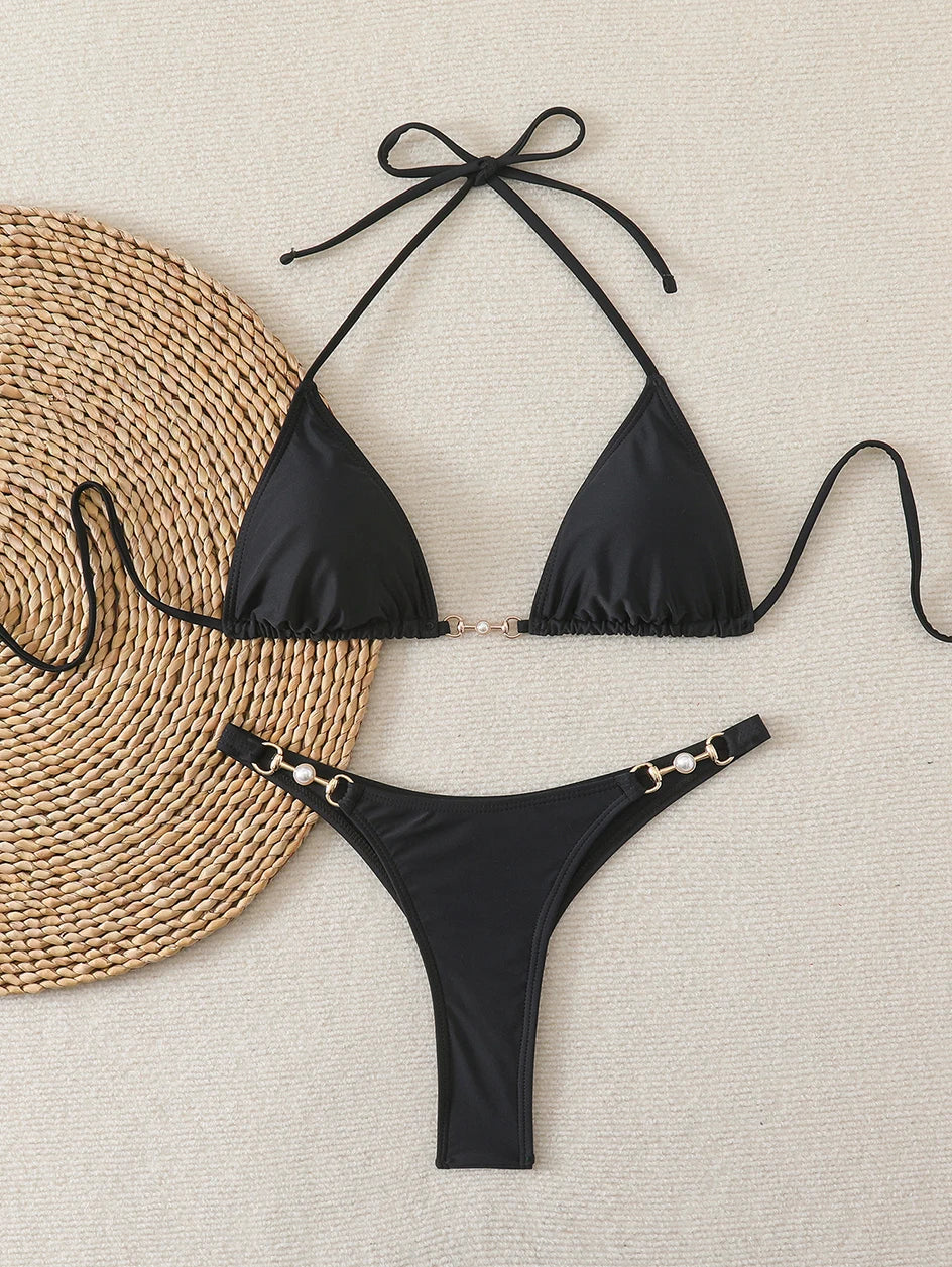 Szexi mikro bikini 2026 női láncos fürdőruha női fürdőruha tanga bikinik szett brazil kétrészes fürdőruha strandruha fürdőruha fürdőző