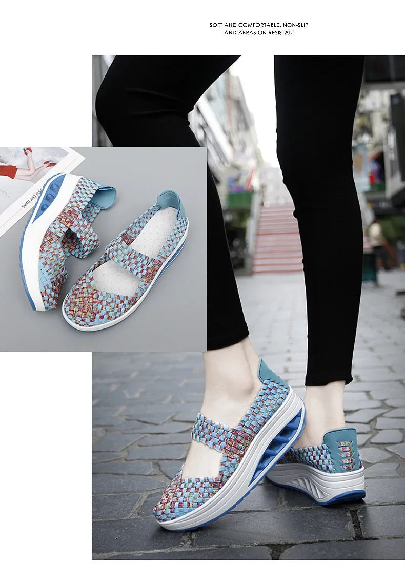 2025 Új Női Cipők Kézzel Szőtt Alkalmi Cipők Vastag Alsó Lélegző Egyszemélyes Szandálok Slip-on Lazy Travel Shoe Chaussure Femme