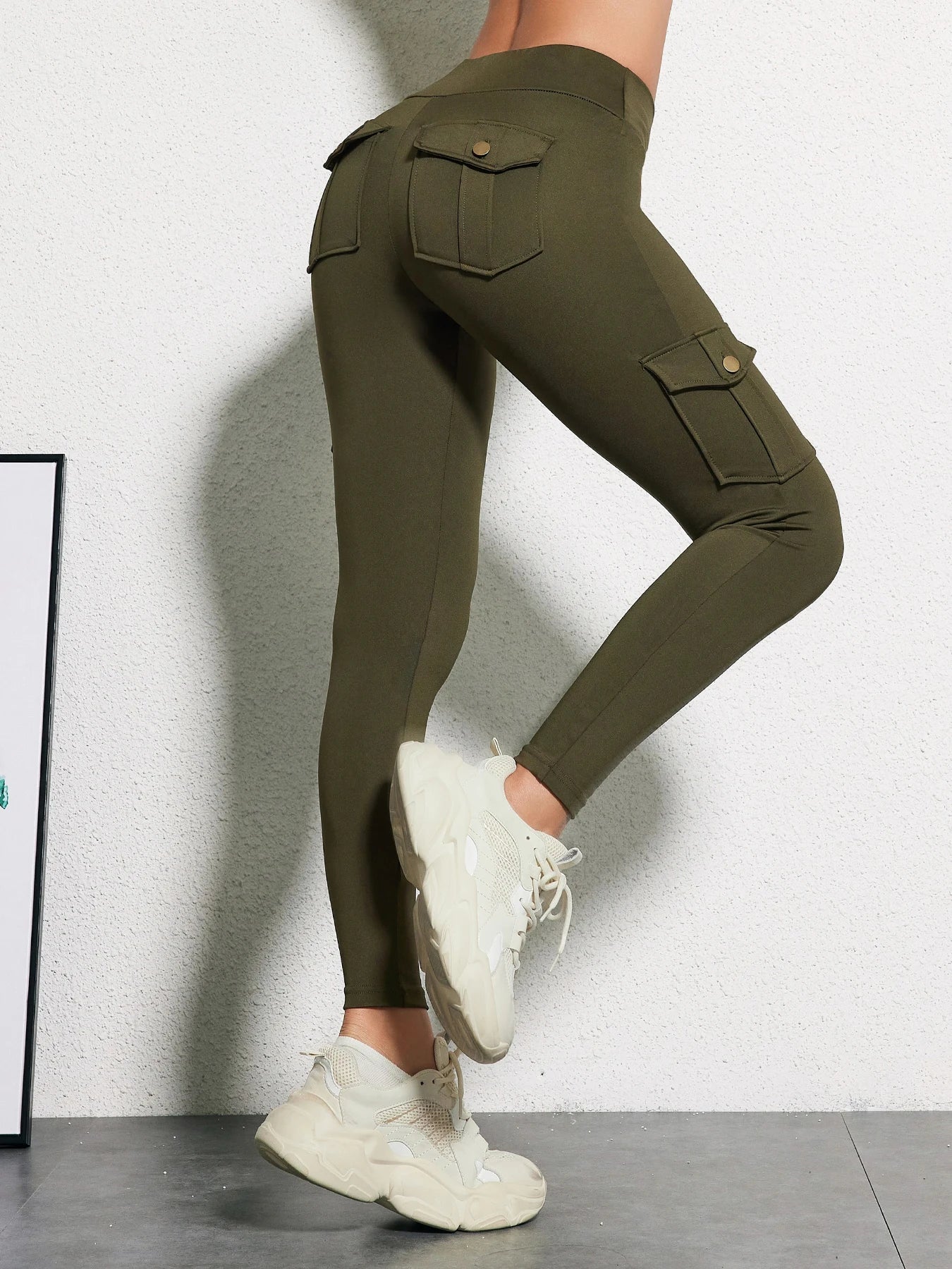 Zsebes edzőnadrág női magas derekú divatos fitnesznadrág vékony, rugalmas, kültéri, kényelmes sportleggings
