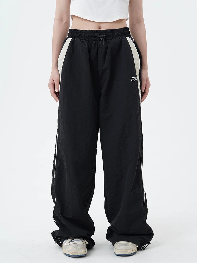 Női lezser, bő, cargo nadrág, húzózsinóros, utcai viselet, laza, túlméretezett, széles szárú, sport, vintage hip-hop, Y2K jogger nadrág