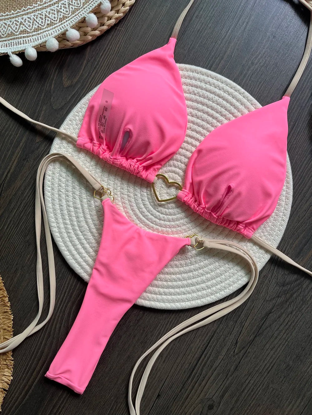 RUOTONSEPT Szexi Pántnélküli Egyszínű Bikini Szett Női Fürdőruha Kétrészes Háromszög Tanga Fürdőruha Brazil Bikinik