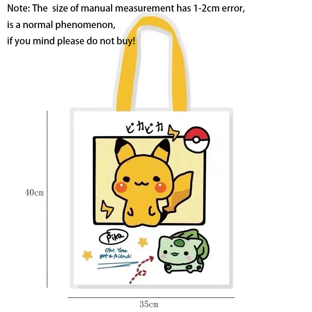 Anime Pokemon vászon táska válltáska mindennapi hordozható kézitáska bevásárlás élelmiszer diákok lányok tinédzserek ajándékok