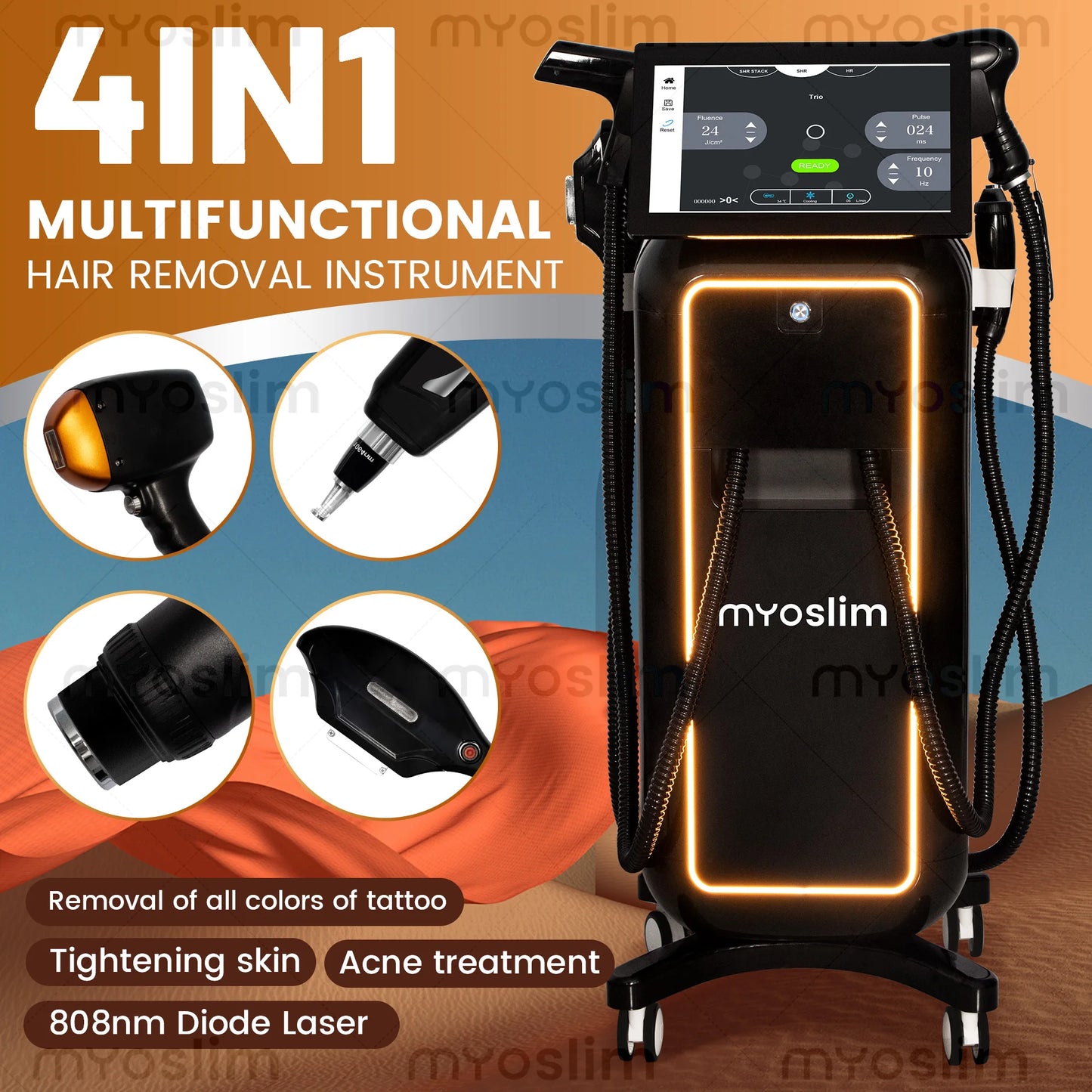 Soprano Titanium Ice 4 IN1 Platinum RF Dióda 755NM 808NM 940NM 1064nm 4 Hullámú Lézer ND:YAG Gép Fájdalommentes Szőrtelenítő Gép