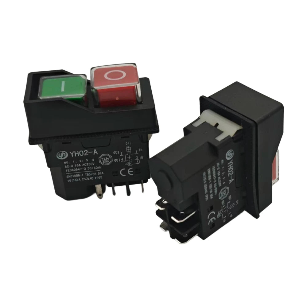 YH02-A 4/5 tűs elektromágneses indító nyomógombos kapcsolók 16A AC250V IP55 vízálló kerti szerszámgép, KJD17 helyettesítésére