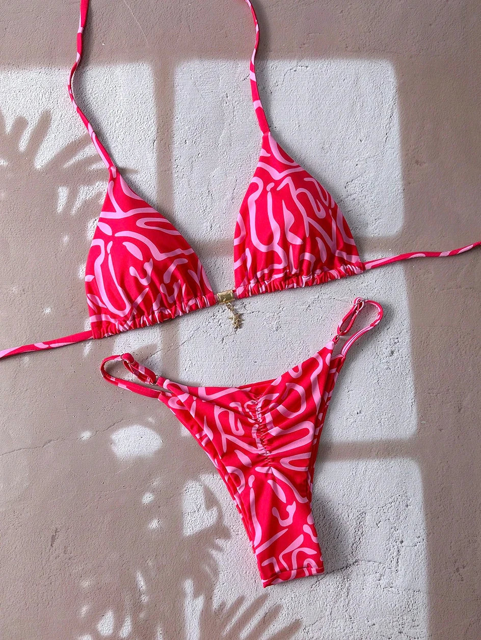Micro Bikini Női Fürdőruha Kétrészes Fürdőruha Női Fürdőruha 2026 Szexi Leopárdmintás Push Up Tanga Bikinik Szettek Strandruha Nyári