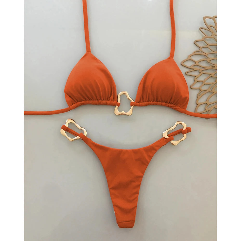 Szexi, pántnélküli, mikro bikini 2025 női fürdőruha, egyszínű, tanga bikinik, brazil strandruha, biquini női
