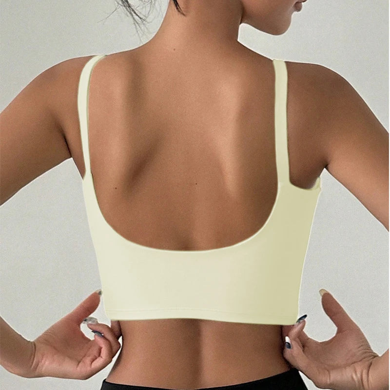 Jóga alsónemű nőknek, lélegző, tömör, U alakú fitnesz sportmelltartó felső melltartóval, edzőteremben, sportos, feszes edzéshez, jog futó mellény