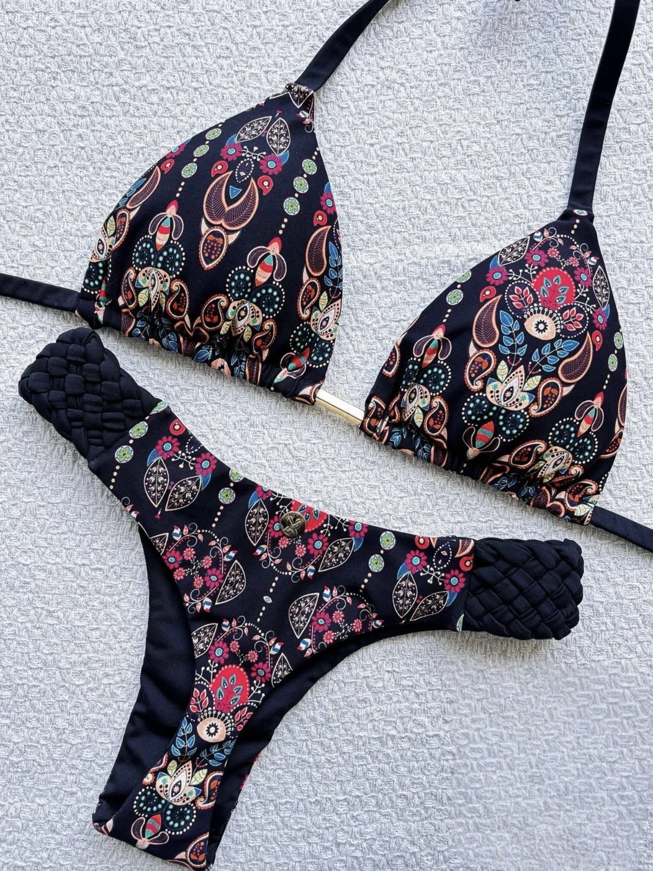 RUOTONSEPT nyomtatott pántnélküli mini tanga magas kivágású bikini női fürdőruha női fürdőruha kétrészes bikiniszett fürdőruha úszás