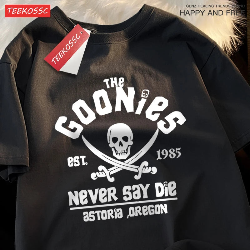 A Goonies Never Say Die pólók Férfi Női Kényelmes, kereknyakú Lélegző pamut Utcai laza páros ruházat