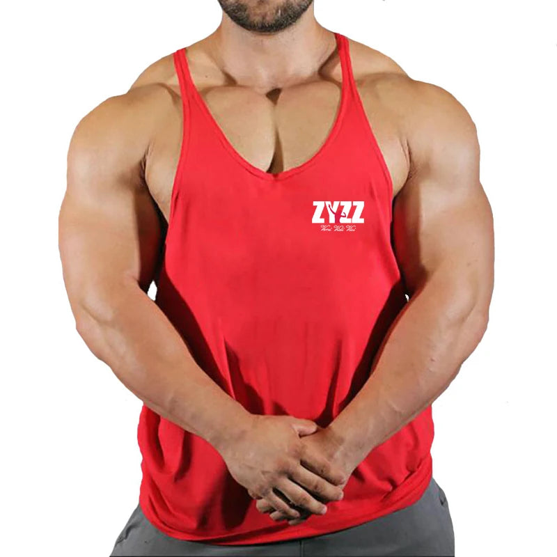 Férfi testépítő trikó, ujjatlan felső, fitnesz, pamut mintás