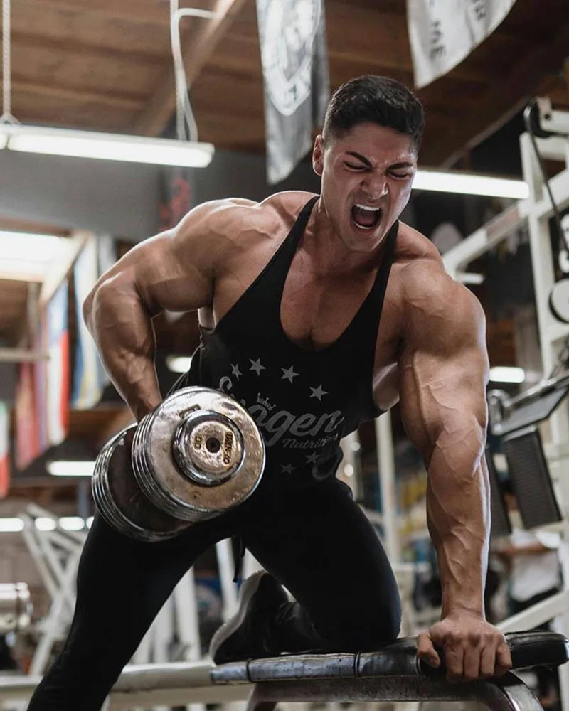 Muscle férfi sport trikó pamut edzőfelsők ujjatlan trikó férfi fitnesz