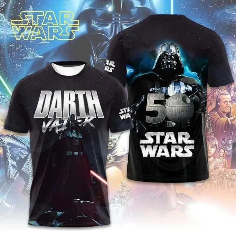 Star Wars 50. évfordulós póló - Férfi és női, gyerek, hétköznapi, partira és tematikus eseményre való, mintás, nyári rövid ujjú felső