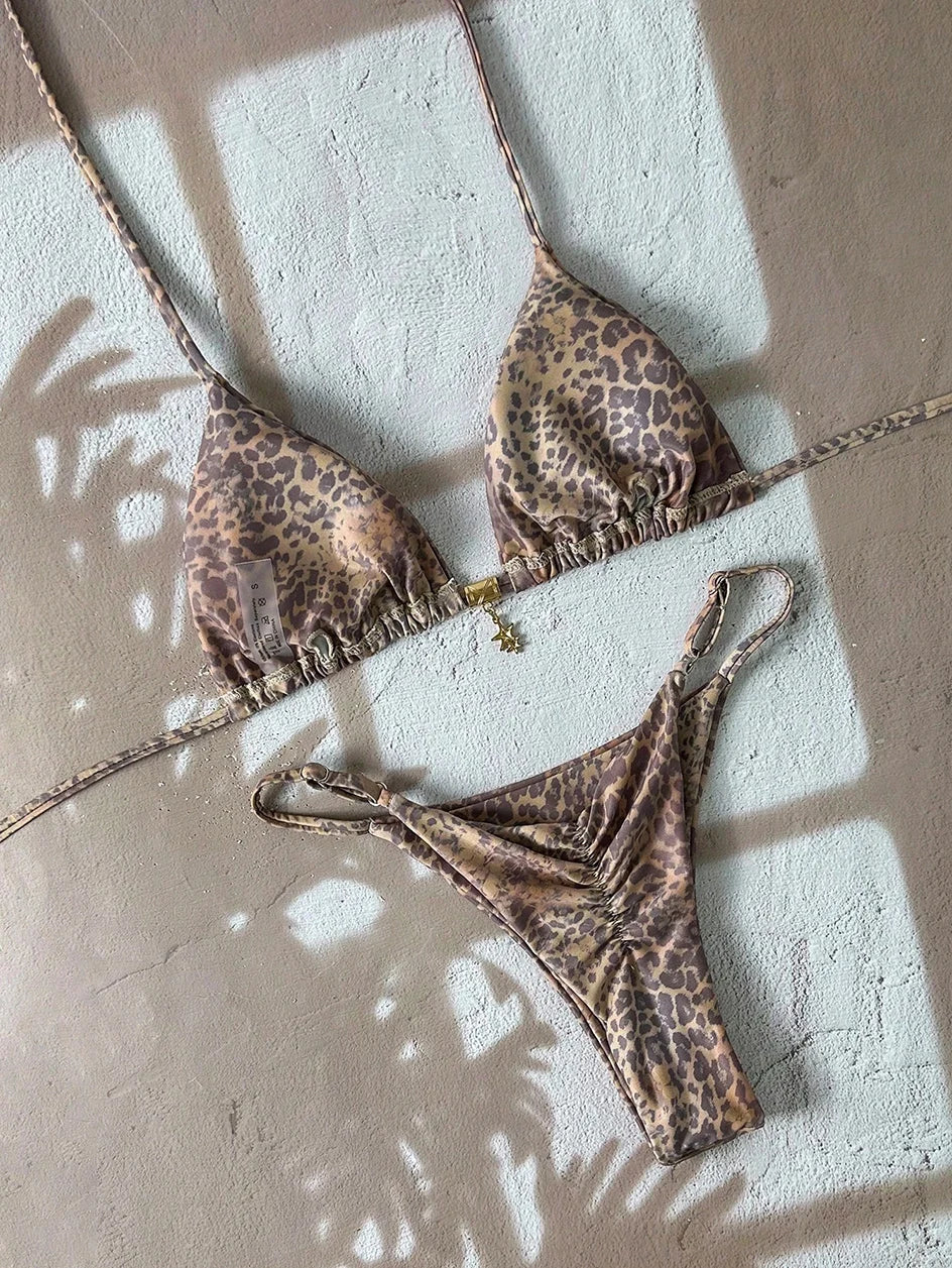Micro Bikini Női Fürdőruha Kétrészes Fürdőruha Női Fürdőruha 2026 Szexi Leopárdmintás Push Up Tanga Bikinik Szettek Strandruha Nyári