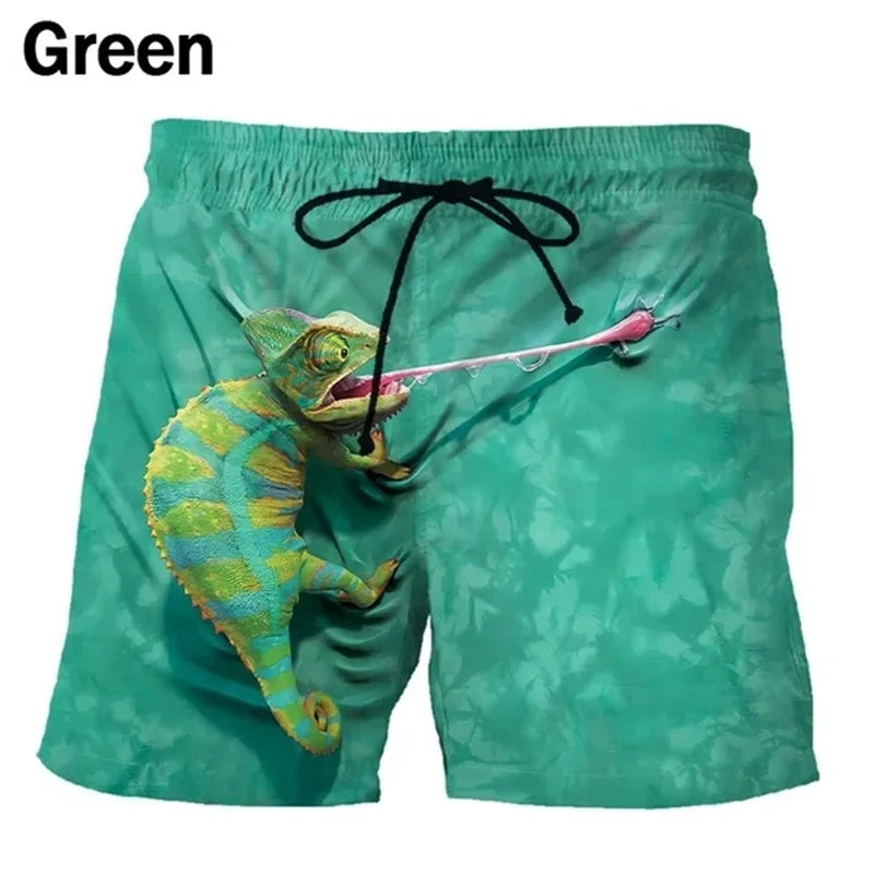 3D vicces elefánt állatmintás strandnadrág férfiaknak alkalmi hawaii szörfdeszkás rövidnadrág