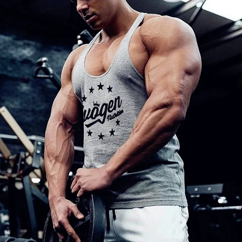 Muscle férfi sport trikó pamut edzőfelsők ujjatlan trikó férfi fitnesz