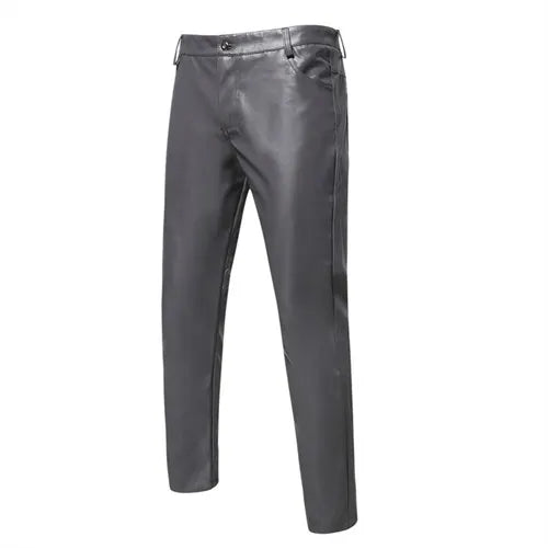 2026 új férfi bőr nadrágok divatos vékony PU nadrágok piros kék fekete szürke fehér pantalones hombre