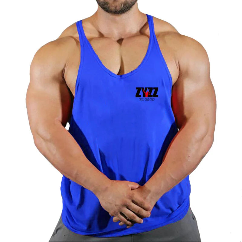 Férfi testépítő trikó, ujjatlan felső, fitnesz, pamut mintás