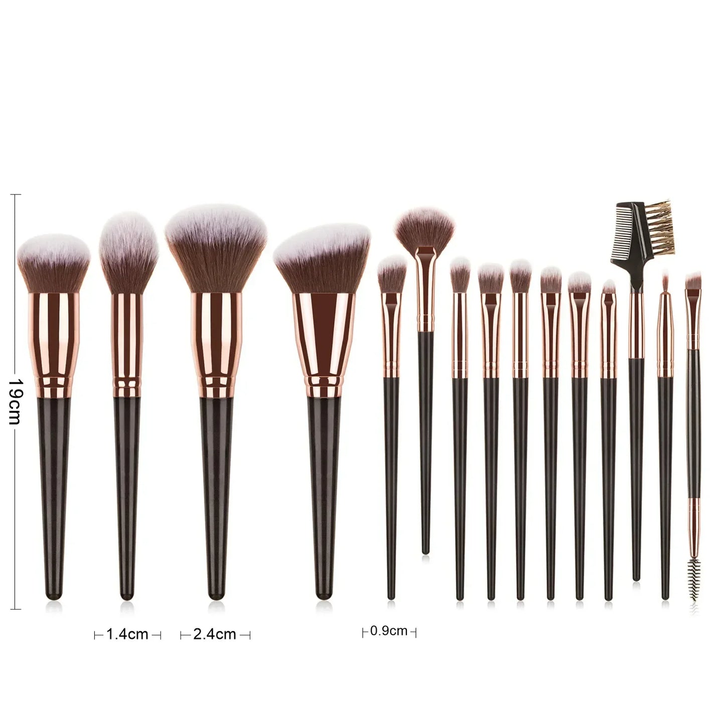 Sminkecset készlet, 15 db-os arc- és szemsminkecset készlet – alapozó púder pirosító ecset, szemhéjfesték szemceruza szemöldök ecset, highlighter ecset