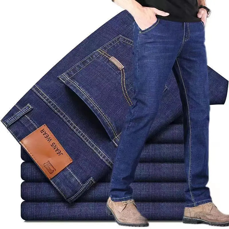 2025 Férfi ÚJ Férfi Divat Üzleti Farmer Klasszikus Stílusú Alkalmi Stretch Slim Jean Nadrág Férfi Márkás Farmer Nadrág Fekete Kék