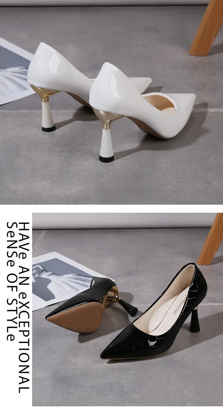 Cipők Női 2024 Trend Új Nyári Piros Magassarkú Elegáns Női Fekete Magassarkú Hegyes Orrú Pumps Ruha Bőr Fehér Női Cipő