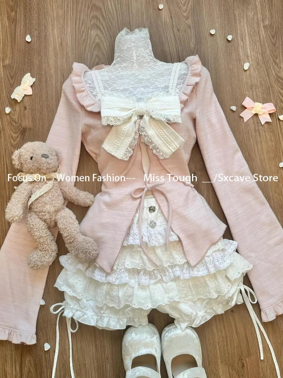 Japán Kawaii 3 darabos szett Lolita Y2k kardigán kabátok + mini szoknyák + fűző mellény amerikai vintage öltönyök őszi parti sikkes