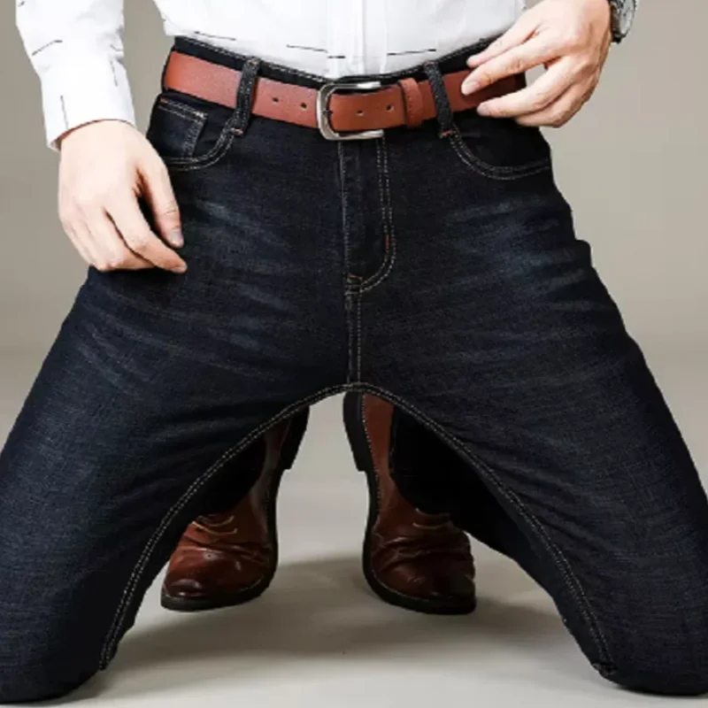 2025 Férfi ÚJ Férfi Divat Üzleti Farmer Klasszikus Stílusú Alkalmi Stretch Slim Jean Nadrág Férfi Márkás Farmer Nadrág Fekete Kék