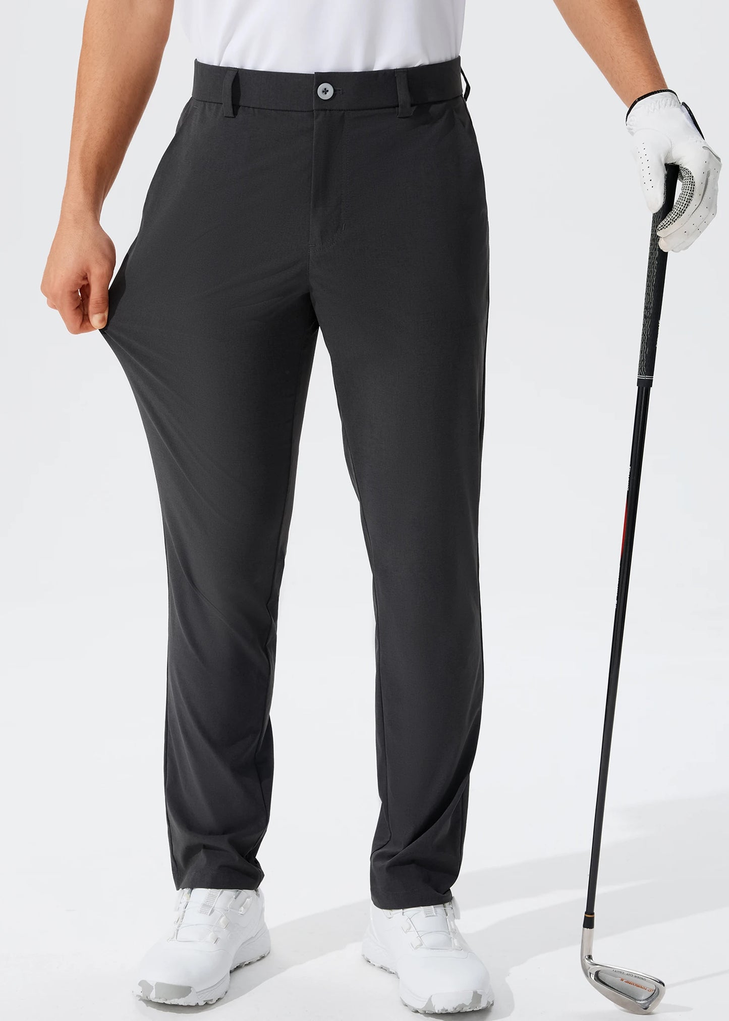 Férfi lezser golfnadrág, rugalmas, vékony, egyenes, könnyű, minőségi üzleti nadrág, golf sportnadrág, 30-34-es belső szárhossz