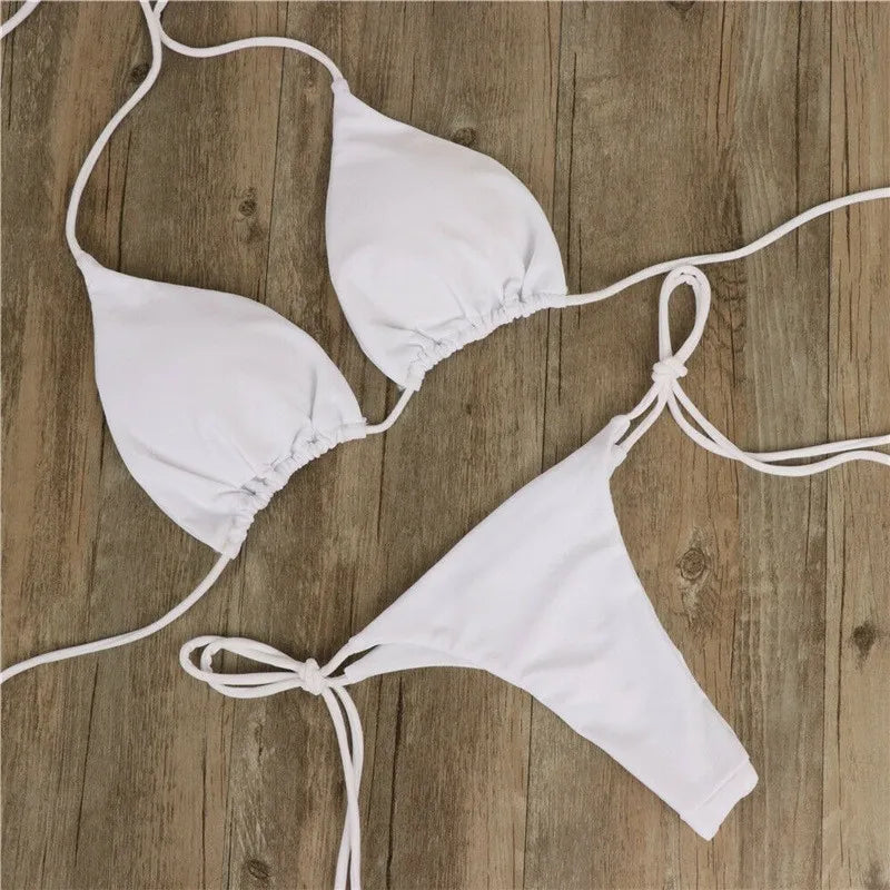 Női háromszög bikini szett, kétrészes fürdőruha, tanga alsó fürdőruha, strandruha