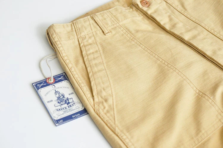 SauceZhan OG107 Utility  Katonai  Klasszikus Cargo Olive Férfi  Nadrág Szatén Pamut Egyenes Fazonú