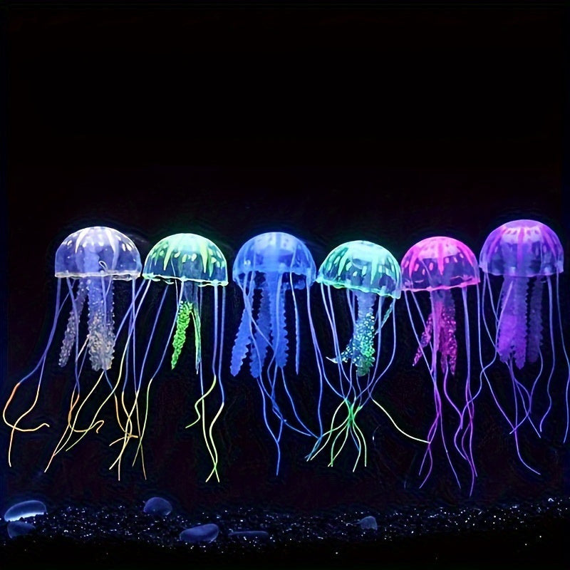Medúza akvárium dekoráció, fluoreszkáló világító szilikon medúza dekoráció