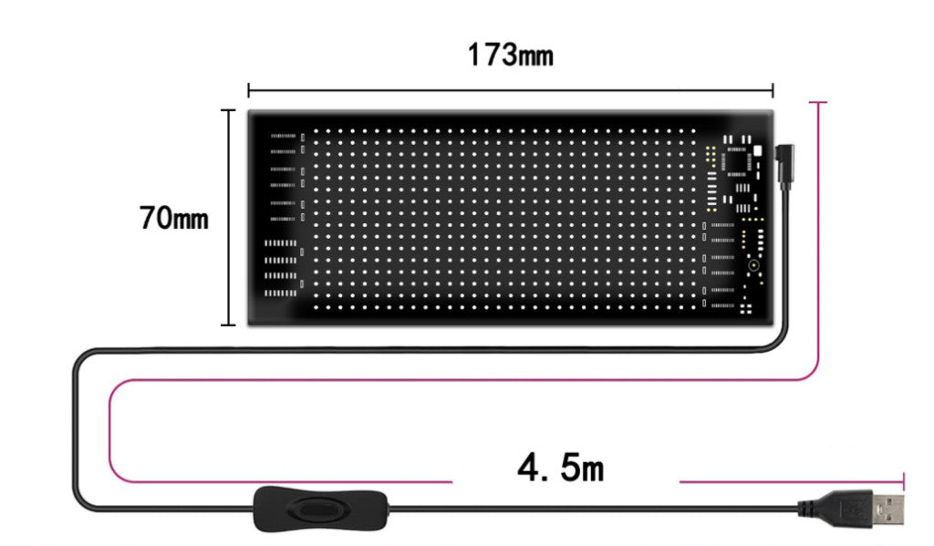 Többnyelvű Autó LED Matricás Pixel Panel (1 kijelző + 1kábel )