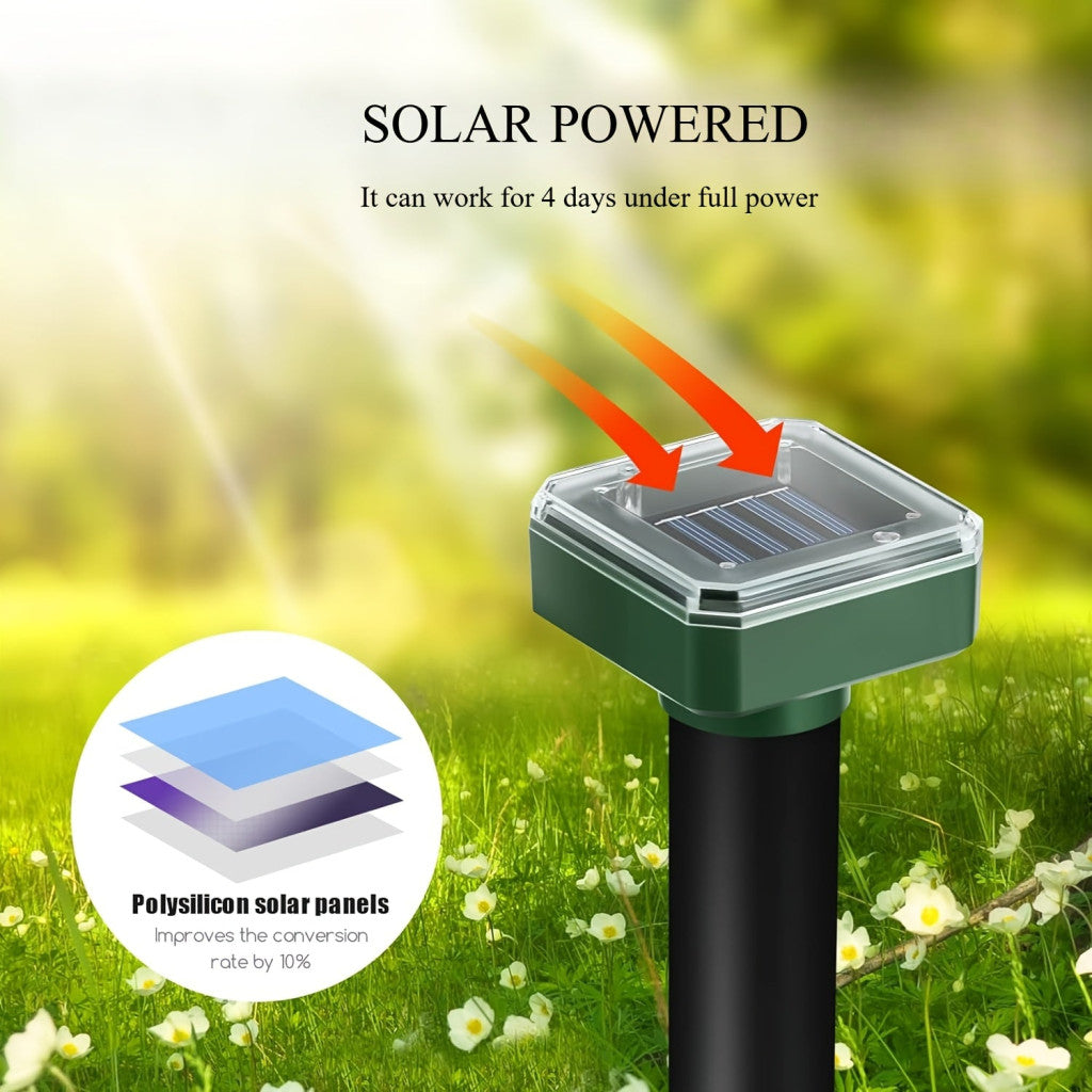 Napenergiával működő készülékek rágcsálók, kígyók, madarak, rovarok és macskák távoltartására kertekben és farmokon.
