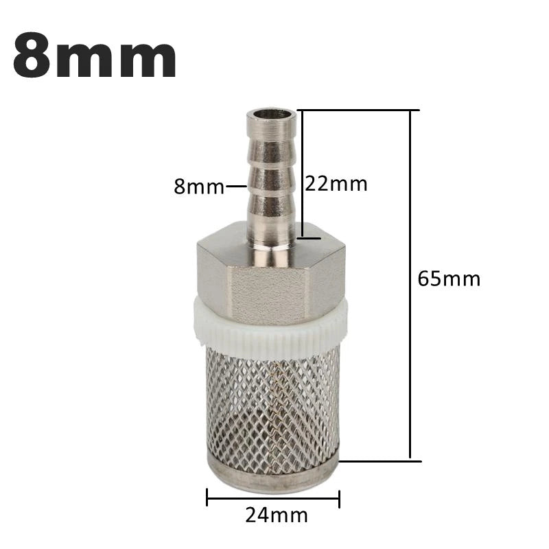 8–20 mm tömlőszűrő – Rozsdamentes acél hálós szűrő, öntözéshez, autómosáshoz, akváriumhoz, vízszivattyú szűréshez.