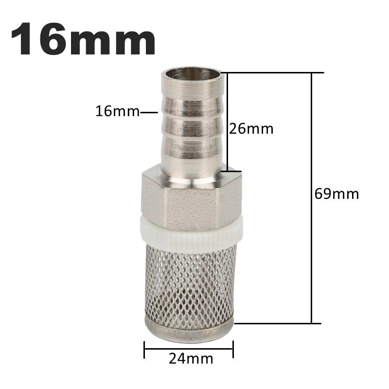 8–20 mm tömlőszűrő – Rozsdamentes acél hálós szűrő, öntözéshez, autómosáshoz, akváriumhoz, vízszivattyú szűréshez.