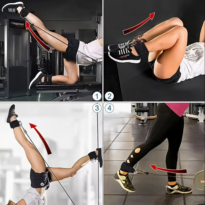 2db Állítható Légáteresztő Bokapántok Ellenállási Szalagokhoz - Tartós Poliészter Fitnesz Lábgyűrűk Fekete Színben