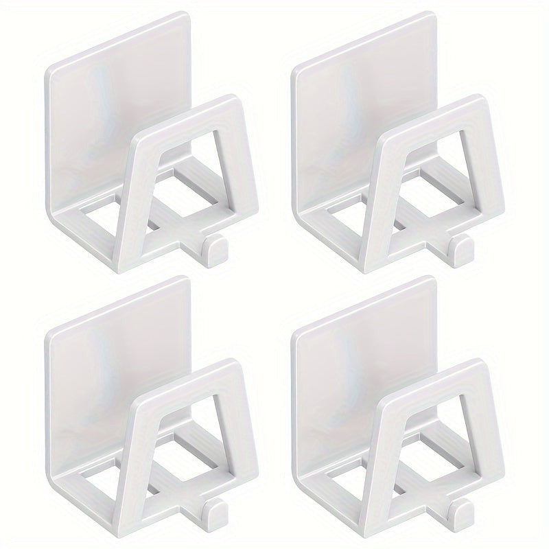 4db Modern Easy Install Öntapadó Fém Trapézúmosó Tároló Állvány fehér - 4 db