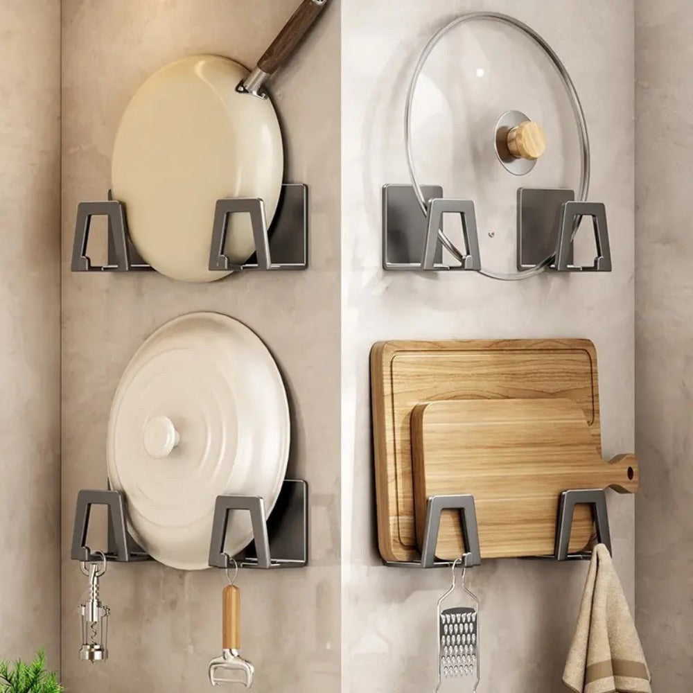 4db Modern Easy Install Öntapadó Fém Trapézúmosó Tároló Állvány fehér - 4 db