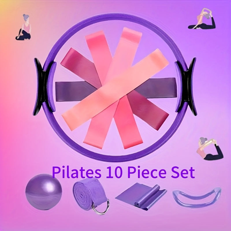 10db Pilates Fitness Készlet Rózsaszín, 10 darabos készlet, Pilate