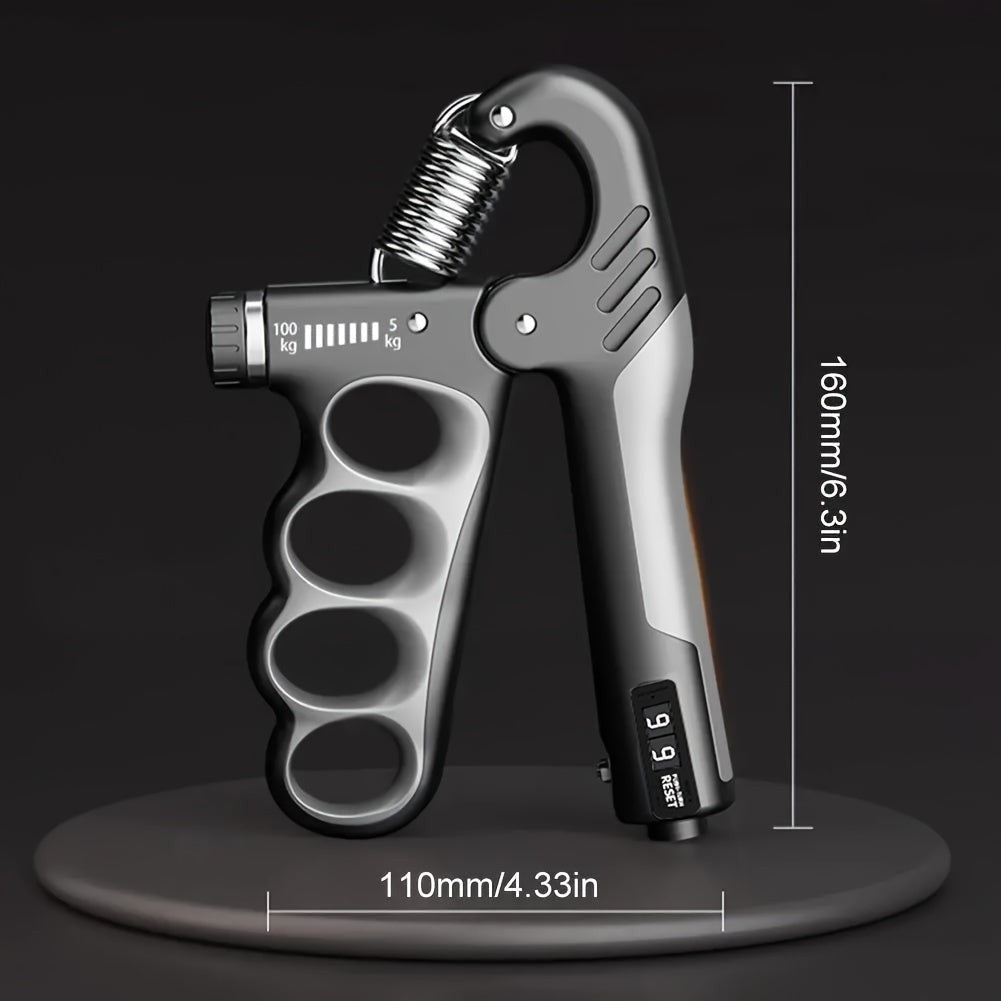 5-100kg Markolat Erősítő Mechanikus Számlálóval, Beállítható Ellenállású Csuklótágító Edző Kézi Fogantyú szürke - 5-100 kg