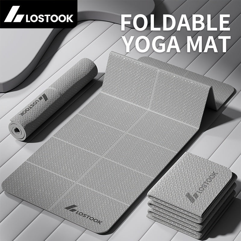 Elveszett Foldable Jóga Szőnyeg, TPE Anyag, Csúszásmentes, Vízálló, Könnyű, Egyszínű, Szürke/Lila/Kék, Jógához, Pilateshez, Fitnesz Edzéshez Kék