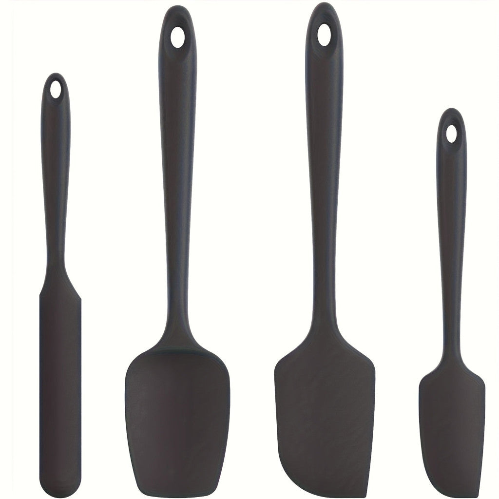 4 db-os szilikon spatulaszett, hőálló 600°F-ig, tartós gumi konyhai eszközök tapadásmentes edényekhez, varrat nélküli kialakítás, piros, 4 méret Szilikon Spatula Fekete 4 darabos készlet