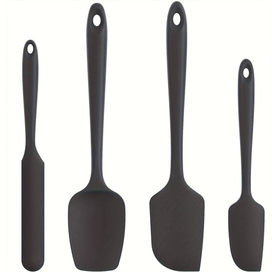 4 db-os szilikon spatulaszett, hőálló 600°F-ig, tartós gumi konyhai eszközök tapadásmentes edényekhez, varrat nélküli kialakítás, piros, 4 méret Szilikon Spatula Fekete 4 darabos készlet