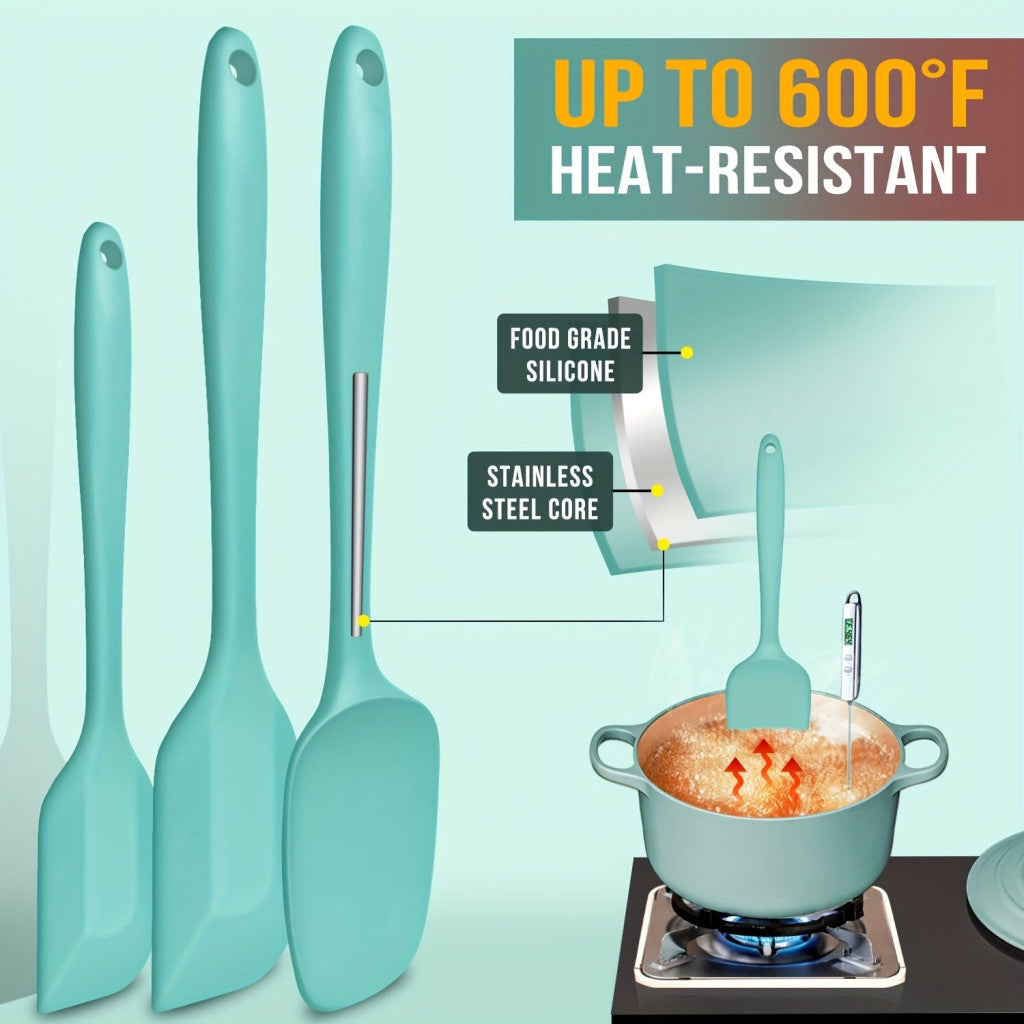 4 db-os szilikon spatulaszett, hőálló 600°F-ig, tartós gumi konyhai eszközök tapadásmentes edényekhez, varrat nélküli kialakítás, piros, 4 méret Szilikon Spatula Fekete 4 darabos készlet