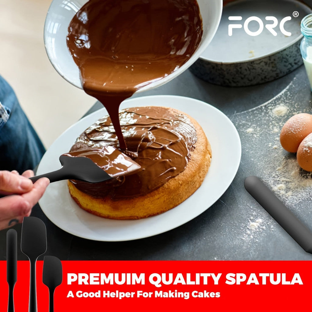 4 db-os szilikon spatulaszett, hőálló 600°F-ig, tartós gumi konyhai eszközök tapadásmentes edényekhez, varrat nélküli kialakítás, piros, 4 méret Szilikon Spatula Fekete 4 darabos készlet