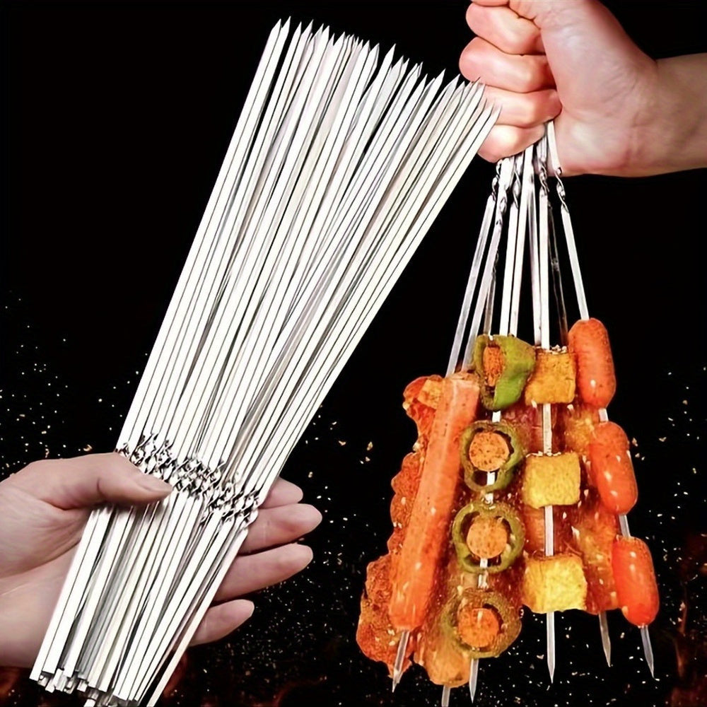 20/30/50db Tartós Rozsdamentes Acél BBQ Nyársak 1 Cső Tárolóval, Újrahasználható és Könnyen Tisztítható Kültéri és Beltéri Grillezési Partikhoz 50 db