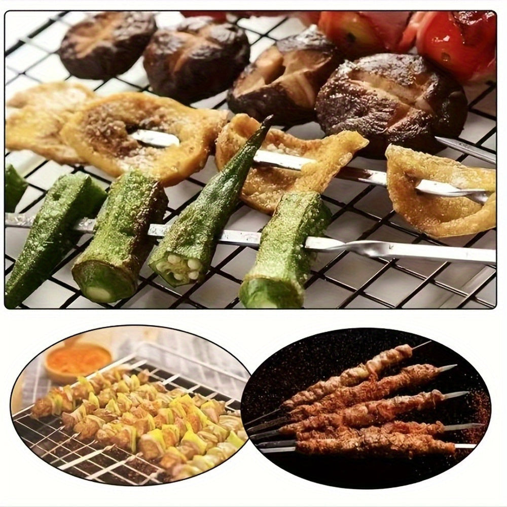 20/30/50db Tartós Rozsdamentes Acél BBQ Nyársak 1 Cső Tárolóval, Újrahasználható és Könnyen Tisztítható Kültéri és Beltéri Grillezési Partikhoz 50 db