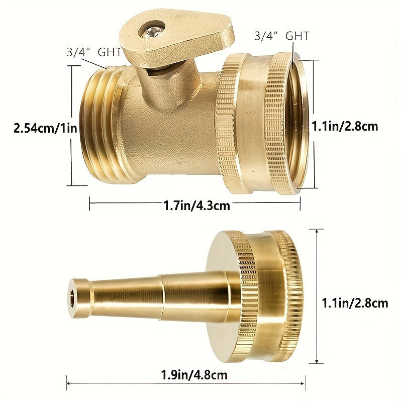 5 cm-es nagynyomású víztömlő fúvóka réz zárószeleppel, 3/4" menettel, 2db-os készlet